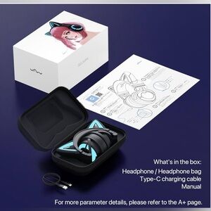 YOWU RGB Cat Ear Headphone 3G Wireless 5.0 Foldable Gaming Headset